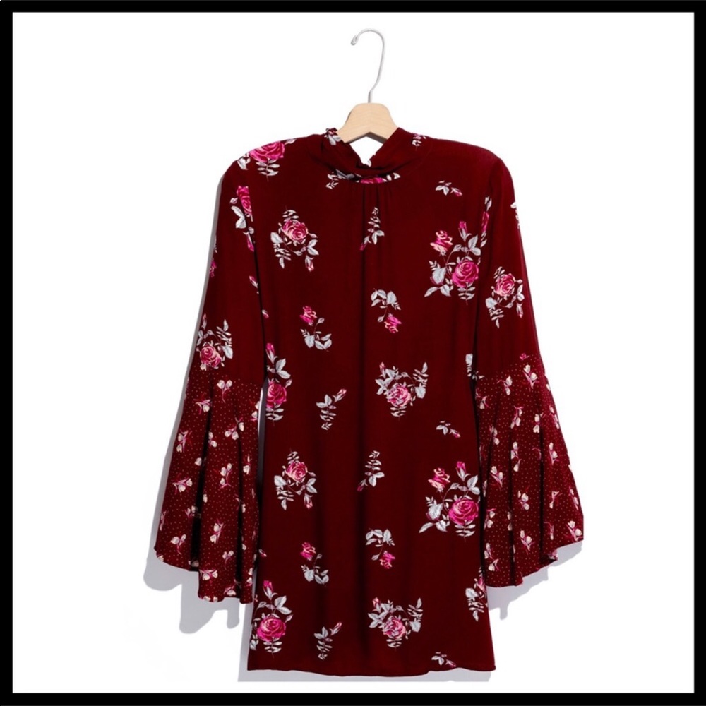 FREE PEOPLE BOHO FLOWY MINI TUNIC BOHEMIAN PRINT DRESS A3C - Picture 7 of 16